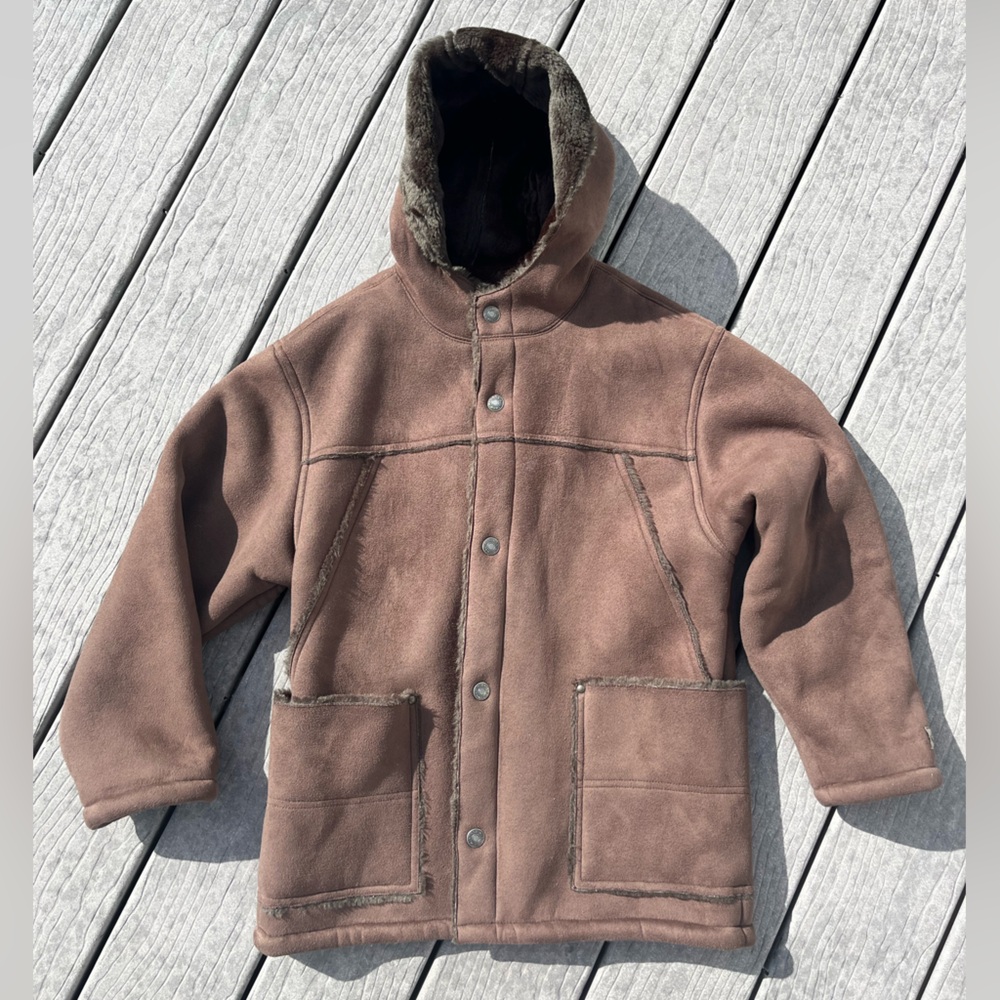 Mini Man Designer Faux Leather and Faux Fur Hooded Kids Jacket